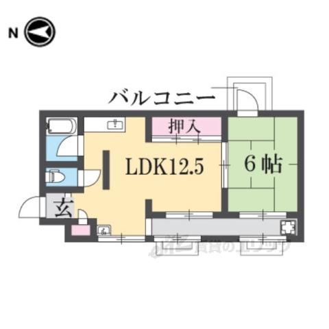 第2森野ビル(1LDK/5階)の間取り写真