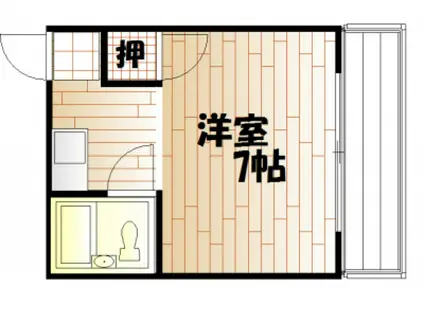 竹原ハイツ(1K/4階)の間取り写真