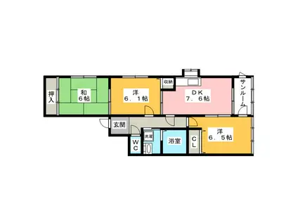 山崎第2マンション(3DK/3階)の間取り写真