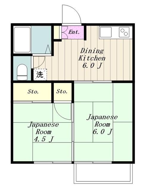 佐藤アパート(2DK/1階)の間取り写真