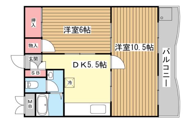 パークハイツ青谷(2DK/2階)の間取り写真