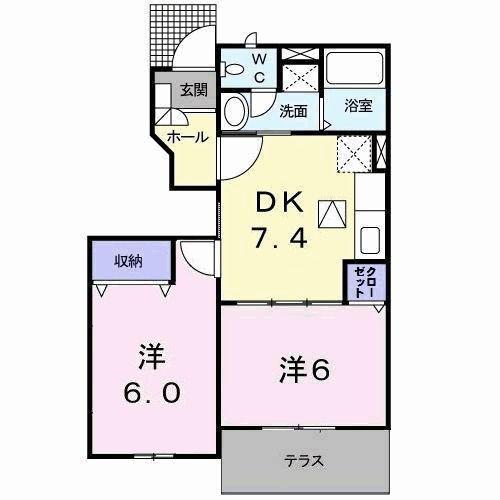 セレブレイトIII(2DK/1階)の間取り写真