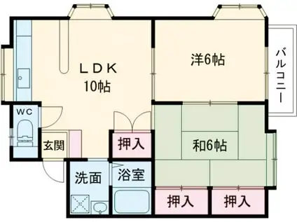 三竹アメニティハウスBR(2LDK/2階)の間取り写真