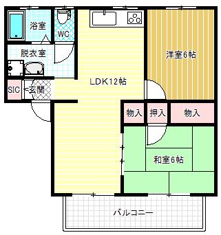 ローズハイツ(2LDK/2階)の間取り写真