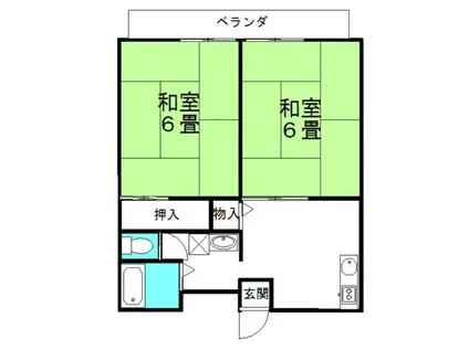 パークハイツA棟(2DK/2階)の間取り写真