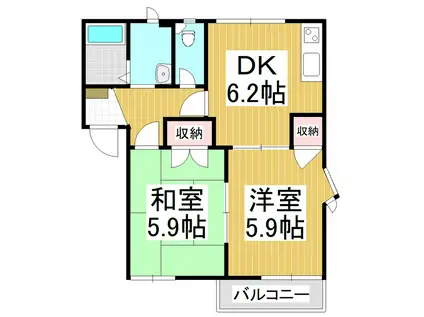 フレグランス岡田A(2DK/2階)の間取り写真