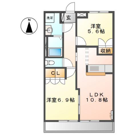 ジョイ パティオ(2LDK/2階)の間取り写真
