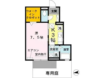 プレジデント セキエイ(1DK/2階)の間取り写真