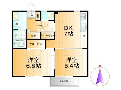 MINT HOUSE(2DK/1階)の間取り写真