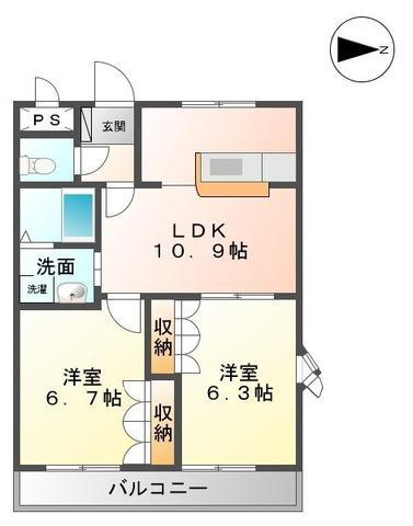 メゾン ドゥ プロヴァンス(2LDK/2階)の間取り写真