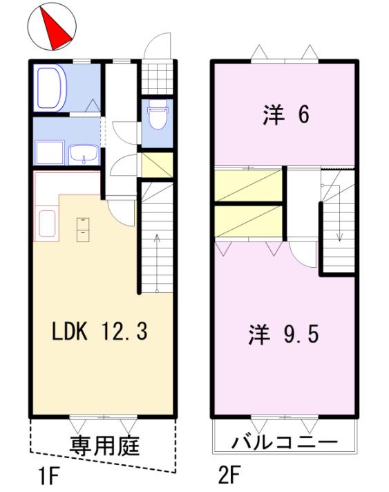 マウントビレッジ大池台(2LDK/1階)の間取り写真