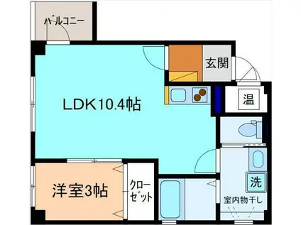 イースト21若宮(1LDK/2階)の間取り写真