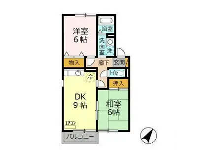 リヴェール(2LDK/1階)の間取り写真