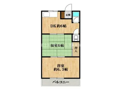 マンション源(2DK/4階)の間取り写真