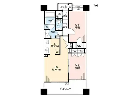 グラーサ渋谷松濤(2LDK/13階)の間取り写真