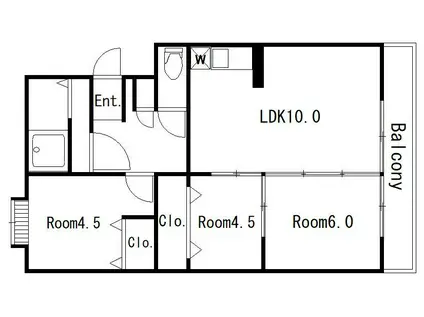 長崎堀川アパート(3LDK/5階)の間取り写真