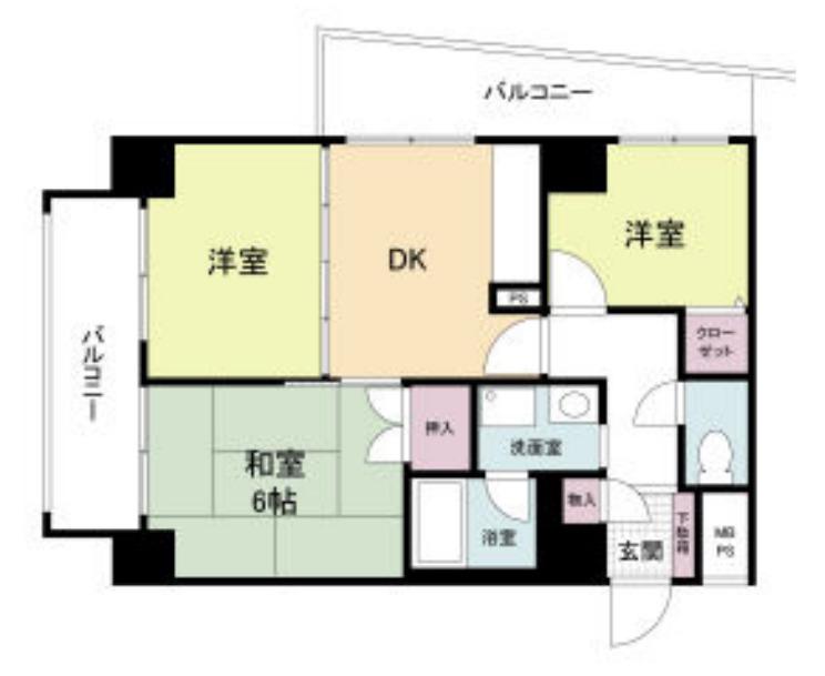第一玉造(3DK/5階)の間取り写真