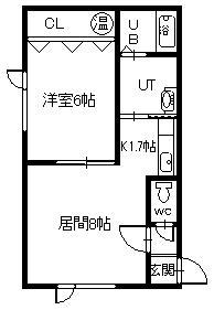 MIマンション(1DK/2階)の間取り写真