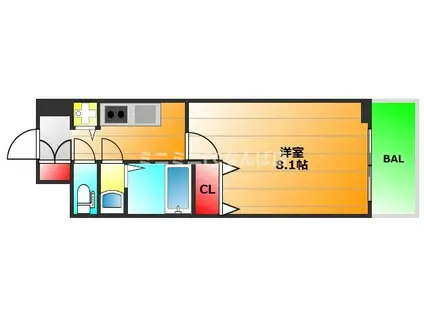 グランフェリーチェ・ナイン(1K/6階)の間取り写真