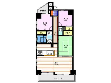 ダイアパレス駅西中央(3LDK/12階)の間取り写真