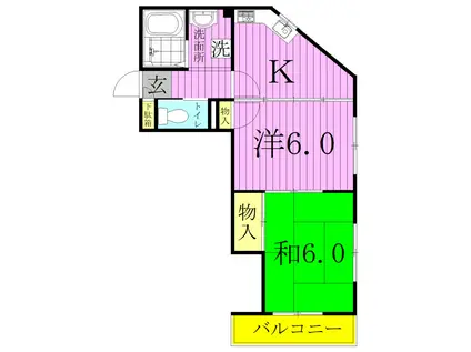メゾン由紀(2K/2階)の間取り写真
