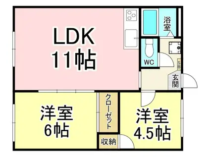 エルハイツ王子(2LDK/1階)の間取り写真