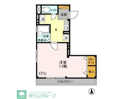 シャレー馬橋(1K/2階)の間取り写真