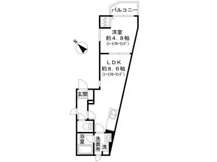 フローラ戸越公園(1LDK/1階)の間取り写真