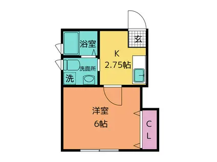 アーバンコート鷹取南(1K/1階)の間取り写真