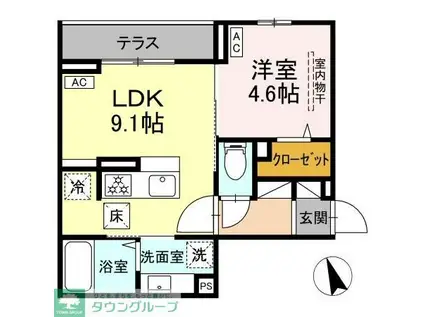 ASSET-COURT調布ヶ丘(1LDK/2階)の間取り写真