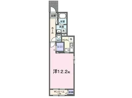 メゾンラテ稲葉(1K/1階)の間取り写真