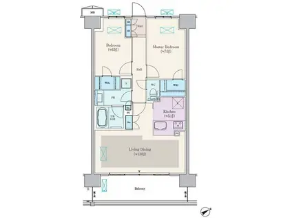 ロイヤルパークス船橋(2LDK/6階)の間取り写真