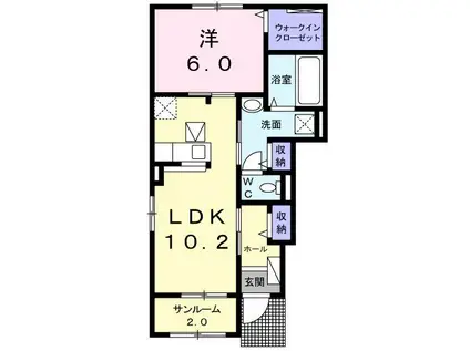 マグノリア(1LDK/1階)の間取り写真