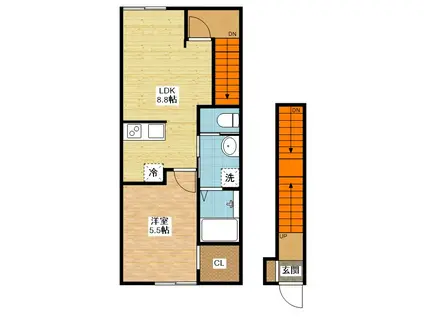 ボナール今津(1LDK/3階)の間取り写真