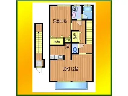 グリーンハイム中町(1LDK/2階)の間取り写真