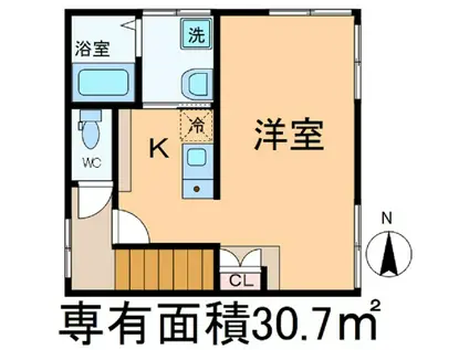 ベルビューカシェット(ワンルーム/2階)の間取り写真