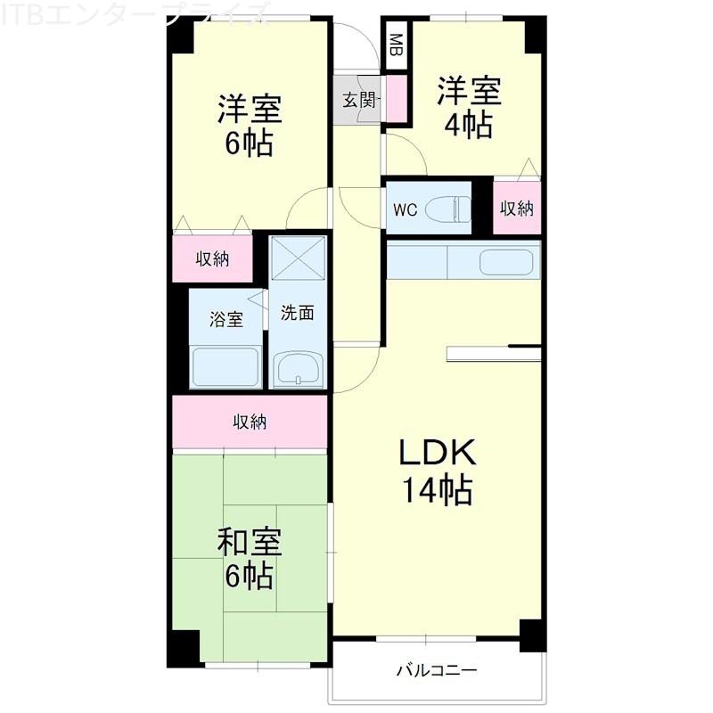 パークビュー四ツ池(3LDK/10階)の間取り写真