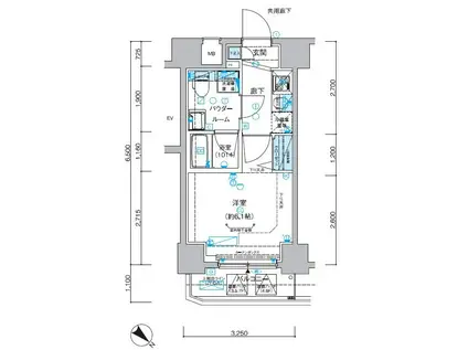 メインステージ立川Ⅱ(1K/3階)の間取り写真