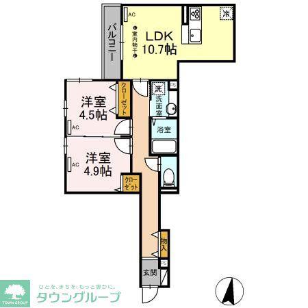 シャトン湘南藤沢(2LDK/3階)の間取り写真