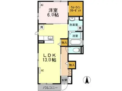 ヴィクトワールIV(1LDK/1階)の間取り写真