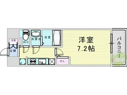 スプランディッド十三本町(1K/13階)の間取り写真