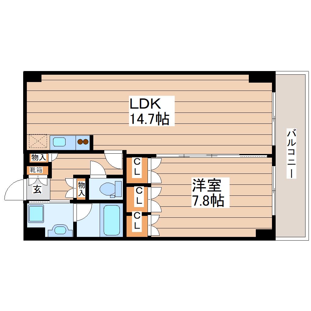 レジデンス仙台駅東(1LDK/10階)の間取り写真