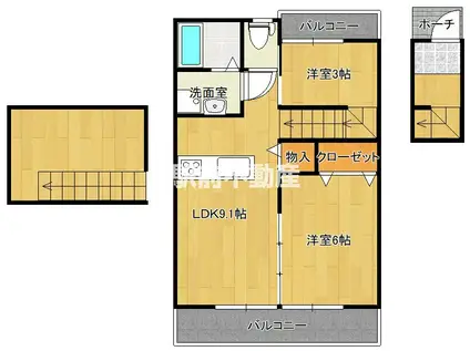 BRILLAVIA(1SLDK/2階)の間取り写真