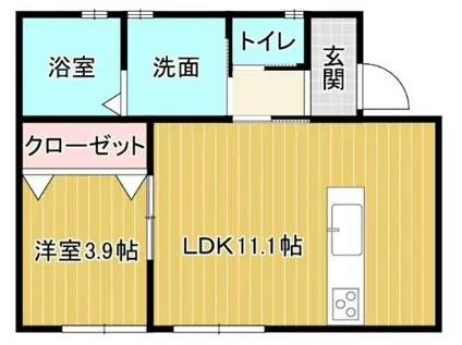 シャンドゥ・フルール B(1LDK/2階)の間取り写真