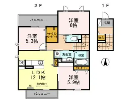 グランド デルニエ(3LDK/2階)の間取り写真
