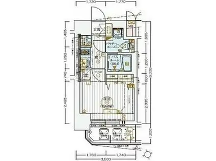エステムコート神戸ハーバーランド前ピクシス(1K/7階)の間取り写真