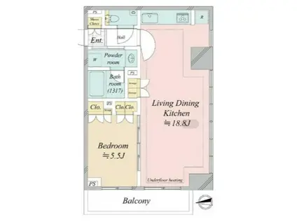 パリオ・アクティフ(1LDK/13階)の間取り写真