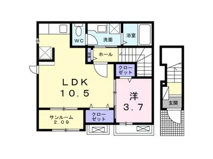 サン・グレイスIV(1LDK/2階)の間取り写真