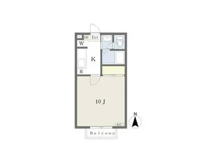 KフラットA(1K/2階)の間取り写真