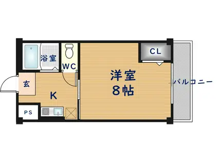 アルプスハウス(1K/2階)の間取り写真